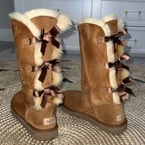 UGG® Bailey Bow II Suede Tall Water-Resistant Cold Weather Boots Chestnut